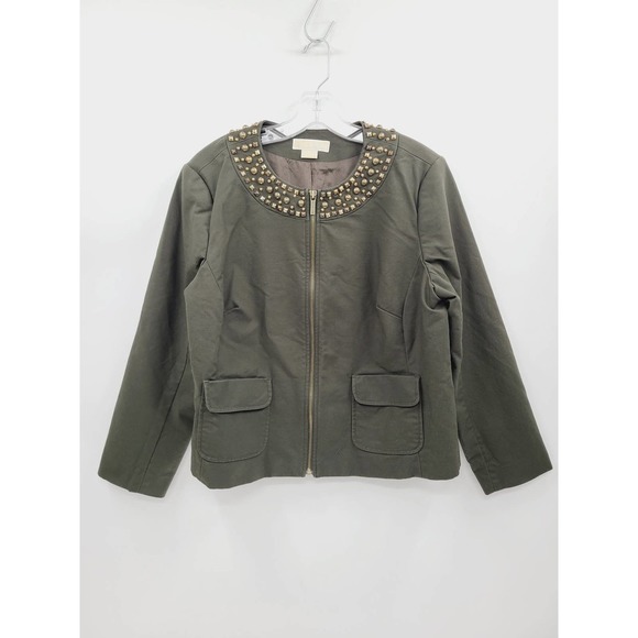 Michael Kors Jackets & Blazers - Michael Kors Army Green Brass Jacket, Size 1X